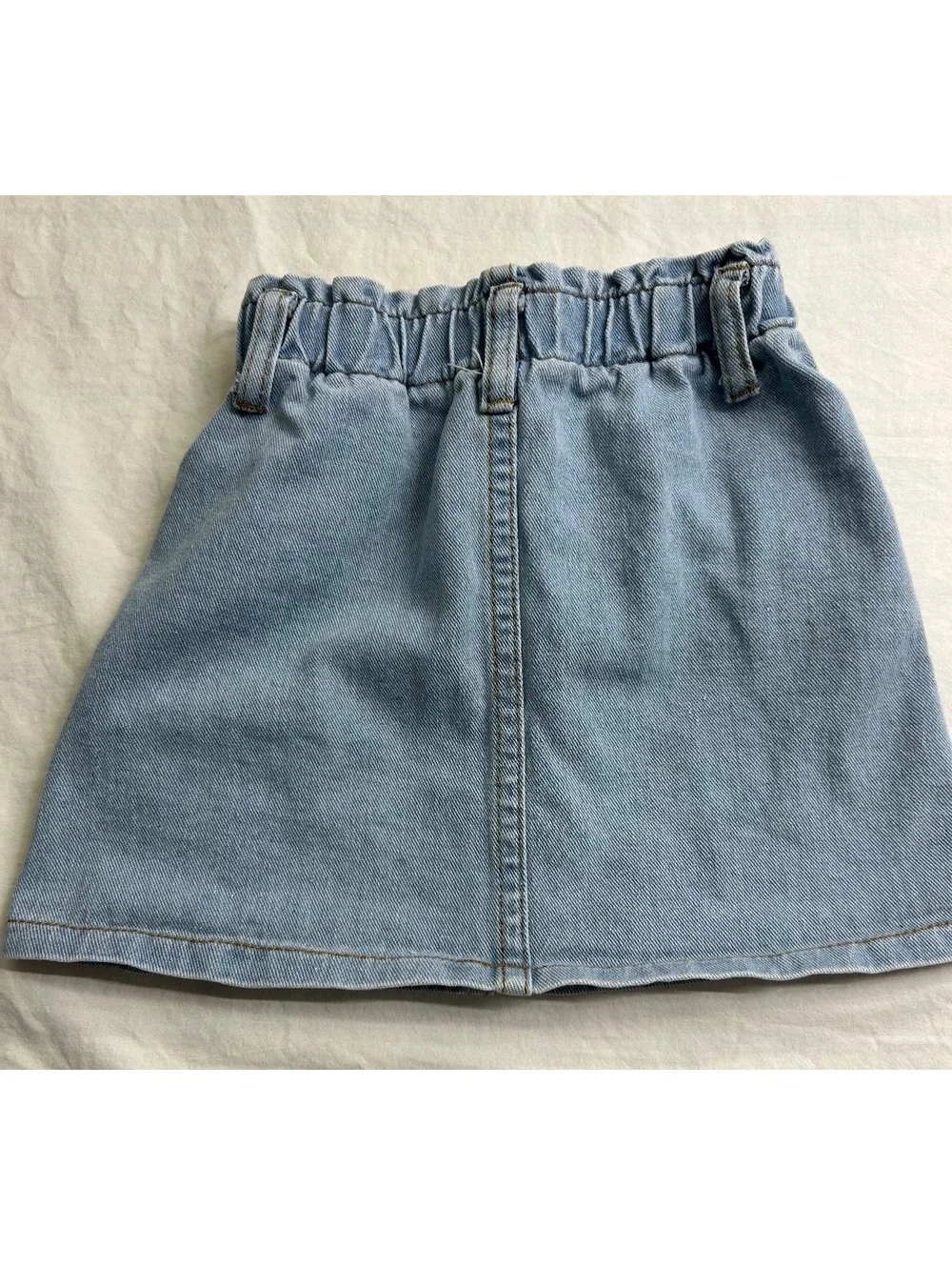 SHEIN Girls 5Y Daisy Print Denim Skirt Blue Elastic Waist Cotton Blend